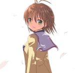  antenna_hair brown_eyes brown_hair clannad furukawa_nagisa highres looking_back naga_(naga54321) school_uniform short_hair 