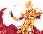  armor blazbluefairy blonde_hair earrings fate/zero fate_(series) gilgamesh highres jewelry male red_eyes solo 