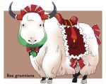  animalization bow frills kagiyama_hina onikobe_rin pun ribbon saddle solo touhou yak 