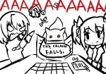  angry board_game chibi dice dungeons_and_dragons invader kaname_madoka kyubey mahou_shoujo_madoka_magica md5_mismatch miki_sayaka monochrome multiple_girls ragequit school_uniform short_hair short_twintails twintails 