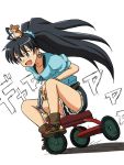  black_hair blue_eyes earrings fang ganaha_hibiki hamster hamuzou idolmaster jewelry lielos long_hair open_mouth panties pantyshot ponytail riding sandals shorts tricycle underwear white_panties 