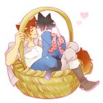  ahoge animal_ears axis_powers_hetalia basket black_hair cat_ears cocoa_mass greece_(hetalia) incipient_kiss japan_(hetalia) japanese_clothes kimono male multiple_boys ribbon short_hair smile yaoi 