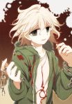  blood chachi_(azuzu) chain chains dangan_ronpa grey_eyes hoodie komaeda_nagito male short_hair super_dangan_ronpa_2 white_hair 