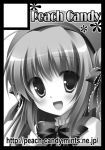  blush bow circle_cut long_hair looking_at_viewer monochrome open_mouth original smile solo yukie_(peach_candy) 