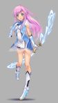  blue_eyes highres long_hair original pinakes pink_hair pointy_ears weapon 