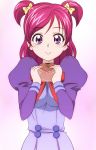  looking_at_viewer manji_(tenketsu) pink_hair precure purple_eyes short_hair smile solo twintails two_side_up violet_eyes yes!_precure_5 yumehara_nozomi 