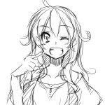  copyright_request hirase_yuu long_hair looking_at_viewer simple_background smile solo white_background wink 