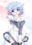  animal_ears ayasaki_hayate blue_eyes blue_hair cat_ears crossdressing hayate_no_gotoku! kagerou maid short_hair tears thigh-highs trap 