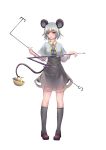  ac_xsk basket grey_hair highres jewelry mouse mouse_ears mouse_tail nazrin orange_eyes pendant short_hair solo tail touhou weiyinji_xsk 