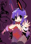  blush breasts bunny_ears cleavage extra_ears original pantyhose pointy_ears purple_hair rabbit_ears solo thigh-highs thighhighs zankuro 