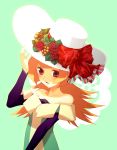  bad_id bow dress flower haru_(noppopo) hat original red_eyes ribbon solo 