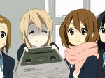  akiyama_mio hirasawa_yui k-on! kotobuki_tsumugi multiple_girls nintendo p_sketch photoshop porinkii scarf school_uniform smile snes super_famicom super_nintendo sweat tainaka_ritsu turn_pale 