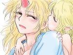  2girls blonde_hair close-up closed_eyes hoshiguma_yuugi mizuhashi_parsee multiple_girls s-a-murai touhou yuri 