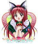  animal_ears braid cat_ears hair_ribbon happy long_hair maid open_mouth redhead ribbon side_braid smile valentine 