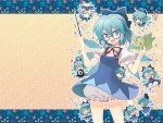  &#9320; 1024x768 ? bloomers blue_eyes blue_hair bow cirno cuteg fang glasses touhou wallpaper wings 