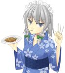  :t food hairband highres izayoi_sakuya japanese_clothes jenevan kimono silver_hair solo touhou transparent_background 
