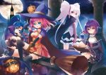  alice_wishheart animal book cat cleavage frost_auslese halloween hat kanora magical_halloween moon noir_auslese rosemary_bergamot witch 