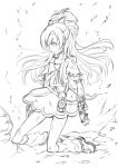  1girl archellaura bad_id cure_white futari_wa_precure futari_wa_precure_max_heart half_updo long_hair magical_girl monochrome precure sketch skirt solo yukishiro_honoka 