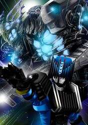  1boy big_machine_(kamen_rider) glowing highres kamen_rider kamen_rider_dcd kamen_rider_diend male mask monster nof 