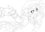  :d absurdres ascot bad_id flandre_scarlet gen_ariyoshi hand_holding hat hat_ribbon highres holding_hands lineart monochrome open_mouth pointy_ears pov ribbon short_hair smile solo touhou transparent_background wrist_cuffs 