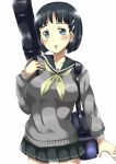  bag black_hair hair_ornament hairclip kirigaya_suguha rika_(kakera) school_bag school_uniform serafuku skirt sword_art_online sword_bag 