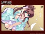  brown_hair dress jpeg_artifacts long_hair petals skyfish tsukumo_no_kanade wallpaper 