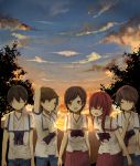  2girls 3boys aki-t akizuki_maria aonuma_shun asahina_satoru itou_mamoru multiple_boys multiple_girls shin_sekai_yori sky sunset watanabe_saki 