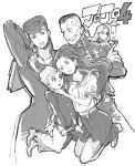  4boys gakuran hazekura_mikitaka higashikata_jousuke hirose_kouichi jojo_no_kimyou_na_bouken kamatani_yuuki long_hair monochrome multiple_boys nijimura_okuyasu pompadour school_uniform space_craft yamagishi_yukako 