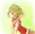  bare_shoulders choker green_hair hair_ornament hairclip macross macross_frontier ranka_lee red_eyes ryou_(shirotsumesou) short_hair smile solo 