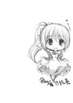  chibi copyright_request fujieda_miyabi highres long_hair looking_at_viewer monochrome simple_background solo white_background 