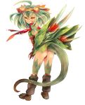  ahoge animal_ears ass green_hair hairband highres looking_back monster_hunter nargacuga panties personification red_eyes red_panties short_hair simple_background solo spikes tail umitsuki underwear white_background 