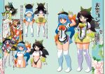  alternate_costume black_hair black_wings blue_eyes censored dei_shirou food fruit green_eyes hat hijiri_byakuren hinanawi_tenshi multiple_girls no_bra open_mouth peach red_eyes reiuji_utsuho third_eye touhou translation_request wings wrestling_outfit 