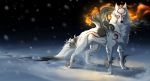  fire grypwolf ookami_(game) snow snowing yellow_eyes 