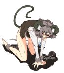  animal_ears ball_and_chain ball_and_chain_restraint bottomless chain chains chiyoshi_(sevendw) cuffs dirty glaring grey_hair jewelry looking_at_viewer mouse_tail nazrin necklace pendant red_eyes shackles solo tail toe5278 torn_clothes touhou 