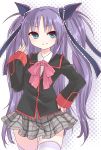  hiyosuke_(ak_love) little_busters!! long_hair purple_hair sasasegawa_sasami school_uniform thigh-highs thighhighs twintails 