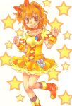  boots cure_pine earrings fresh_precure! hachiko_(murasaki_no_neko) jewelry magical_girl orange_eyes orange_hair precure short_hair smile star yamabuki_inori 