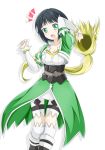  bike_shorts black_hair cosplay green_eyes kirigaya_suguha leafa leafa_(cosplay) lyfa lyfa_(cosplay) short_hair simple_background sword_art_online thigh-highs thigh_gap thighhighs tsukasa_0913 undressing white_background wig wig_off wig_removed 