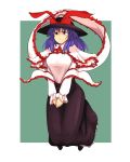 chiyoshi_(sevendw) expressionless hat highres long_skirt nagae_iku purple_hair red_eyes skirt solo toe5278 touhou v_arms