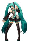  aqua_hair detached_sleeves free0 green_eyes hair_ornament hatsune_miku long_hair lowres necktie pixel_art skirt smile solo standing thigh-highs thighhighs twintails very_long_hair vocaloid 
