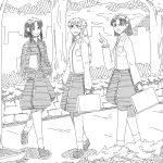  character_request chiyoshi_(sevendw) copyright_request glasses monochrome multiple_girls outdoors toe5278 tree 