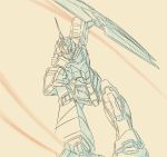  energy_sword gundam gundam_unicorn kow_(k.) mecha mobile_suit_gundam parody shield sword unicorn_gundam weapon 