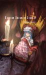  absurdres blue_hair candle dress hat highres red_eyes remilia_scarlet riko233 sewing short_hair solo throne touhou 