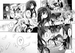  bardiche comic crossover fate_testarossa highres kaname_madoka kazekawa_nagi lyrical_nanoha mahou_shoujo_lyrical_nanoha mahou_shoujo_madoka_magica monochrome pantyhose translated walpurgisnacht_(madoka_magica) 