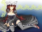  breasts copyright_request fukunaga_kazuhiro highres long_hair looking_at_viewer red_eyes sitting solo thigh-highs thighhighs very_long_hair 