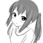  aaaa blush k-on! long_hair looking_at_viewer monochrome nakano_azusa simple_background solo white_background 