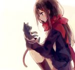  ayano_(kagerou_project) black_hair cat enoki_shiki hair_ornament hairclip highres kagerou_project scarf school_uniform toumei_answer_(vocaloid) 