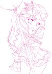  blush highres hikanyan lineart long_hair looking_at_viewer monochrome open_mouth puyopuyo smile solo 
