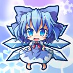  blue_eyes blue_hair bow chibi cirno dress hair_bow ice lowres ryogo solo touhou wings 