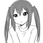  aaaa blush k-on! long_hair monochrome nakano_azusa simple_background solo twintails white_background 