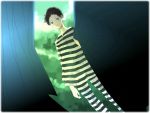 black_hair blue_eyes child curtains persona persona_3 pharos short_hair smile solo young 
